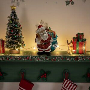 Vintage Santa Claus Candle Holder With Bag Of Gifts Ceramic Candle 5" x 3" x 4.5